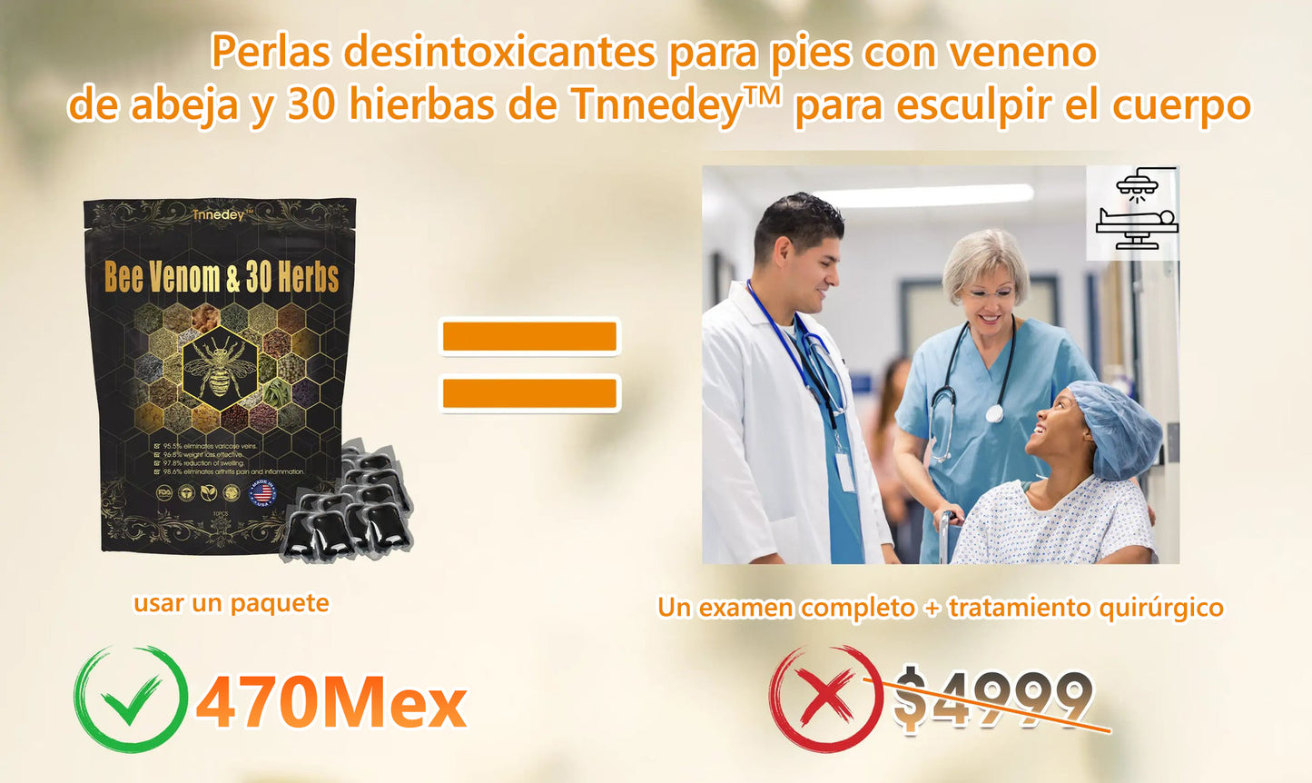 Último día con 70 % de descuento: Tnnedey® veneno de abeja y 30 perlas de baño de pies desintoxicantes a base de hierbas para esculpir el cuerpo - Recomendado por la Academia Linfática Mexicana (AML) 🌿