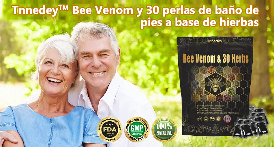 Último día con 70 % de descuento: Tnnedey® veneno de abeja y 30 perlas de baño de pies desintoxicantes a base de hierbas para esculpir el cuerpo - Recomendado por la Academia Linfática Mexicana (AML) 🌿