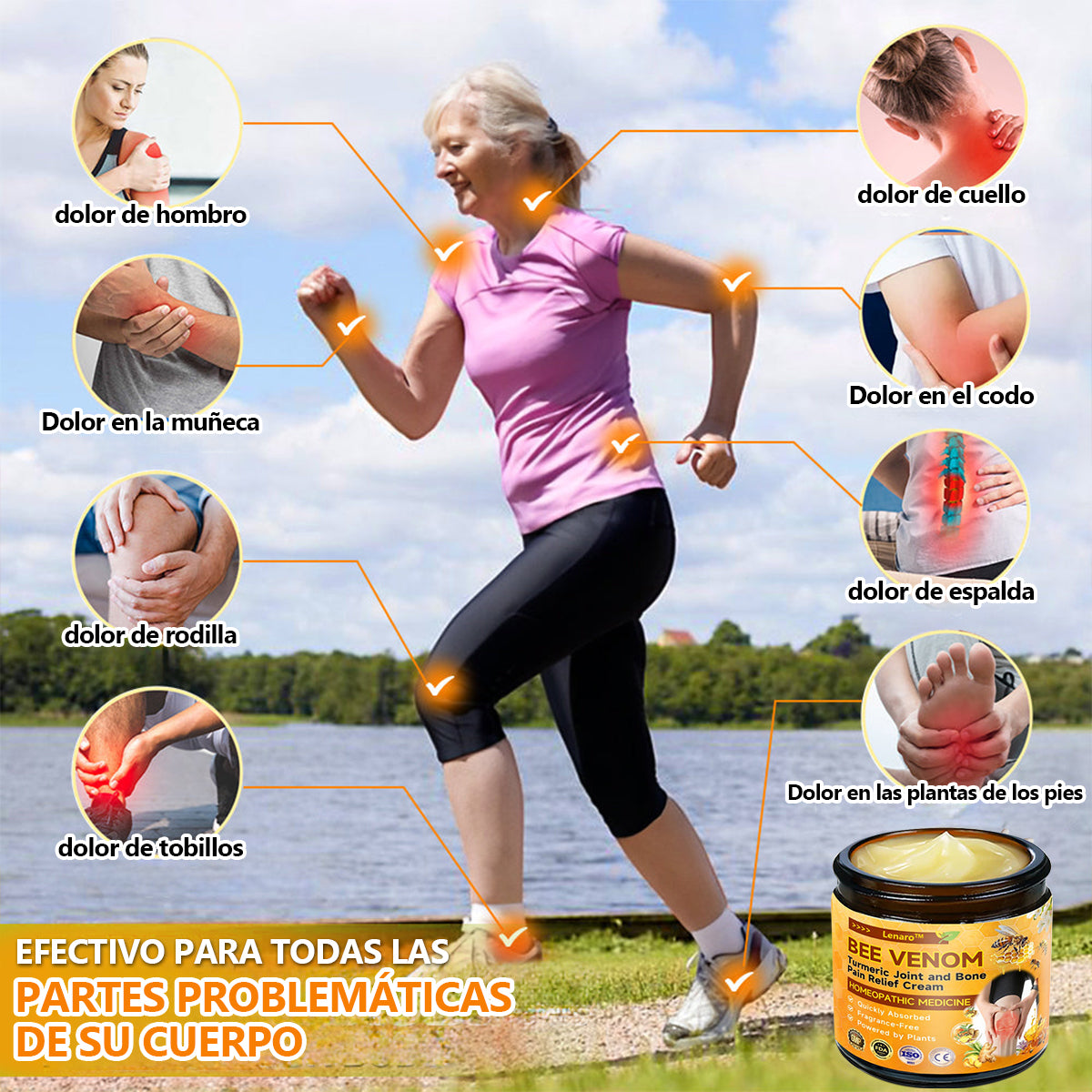 Lenaro™ Bee Venom & Turmeric Crema para el Alivio del Dolor en las Articulaciones y los Huesos (se especializa en el dolor de las articulaciones y la artritis y AAOS recomienda)