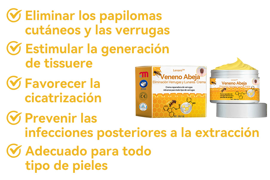 Lenaro™🏆🏆🏆 Veneno Abeja Eliminación Verrugas y Lunares Crema (🌞Último día de promoción 80% de descuento)