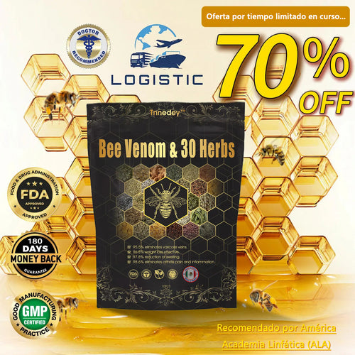 Último día con 70 % de descuento: Tnnedey® veneno de abeja y 30 perlas de baño de pies desintoxicantes a base de hierbas para esculpir el cuerpo - Recomendado por la Academia Linfática Mexicana (AML) 🌿