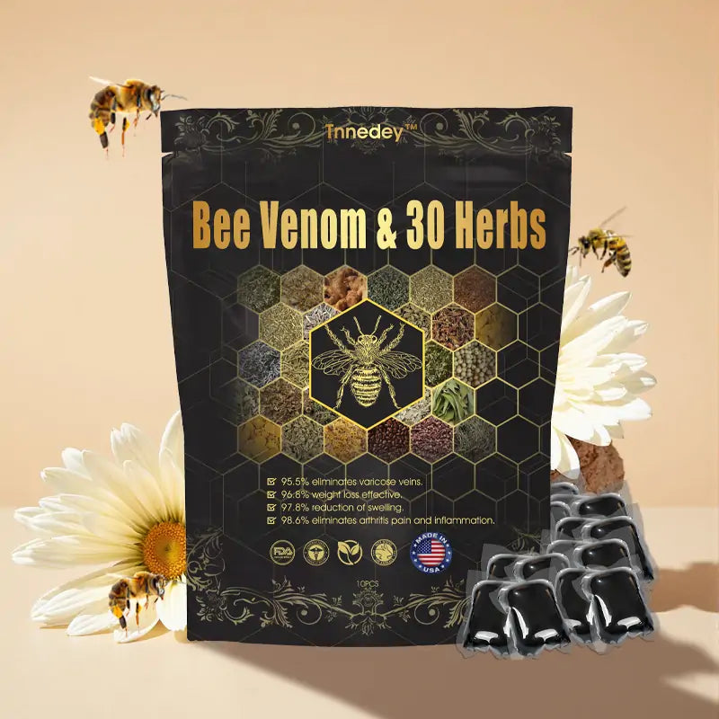 Último día con 70 % de descuento: Tnnedey® veneno de abeja y 30 perlas de baño de pies desintoxicantes a base de hierbas para esculpir el cuerpo - Recomendado por la Academia Linfática Mexicana (AML) 🌿