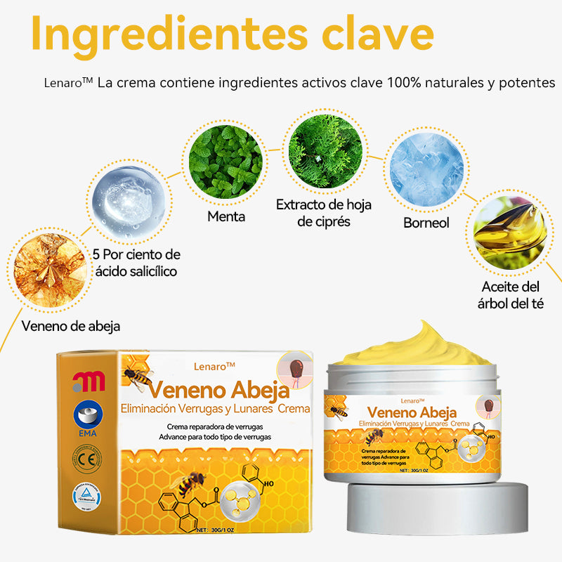 Lenaro™🏆🏆🏆 Veneno Abeja Eliminación Verrugas y Lunares Crema (🌞Último día de promoción 80% de descuento)