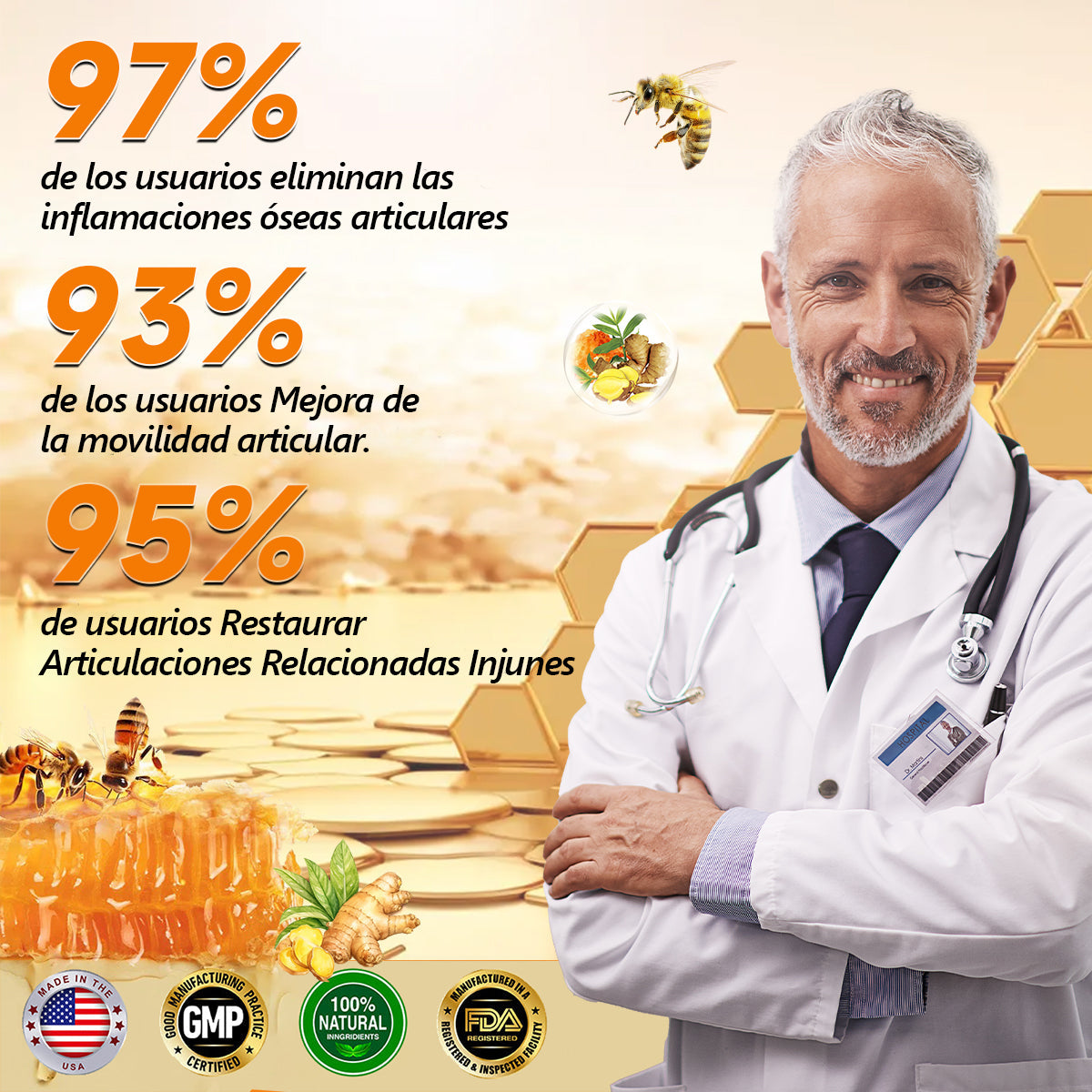 Lenaro™ Bee Venom & Turmeric Crema para el Alivio del Dolor en las Articulaciones y los Huesos (se especializa en el dolor de las articulaciones y la artritis y AAOS recomienda)